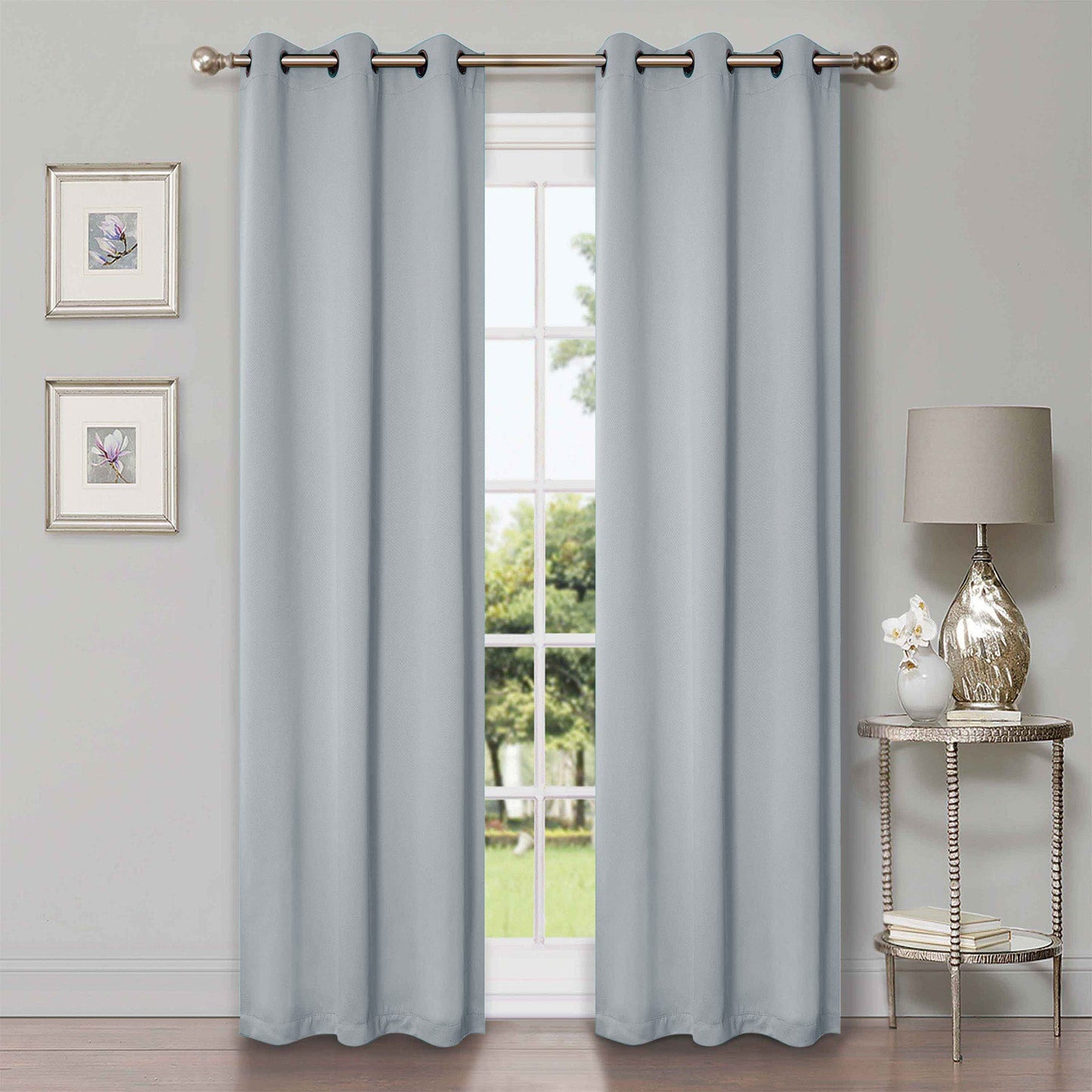 Classic Modern Solid Room Darkening Blackout Curtain Panels. Set of 2