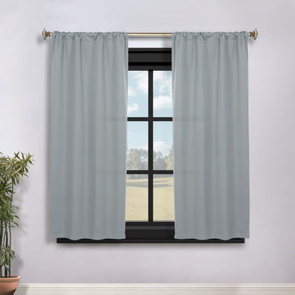 Solid Room Darkening Rod Pocket Blackout Curtain Panels. Set of 2