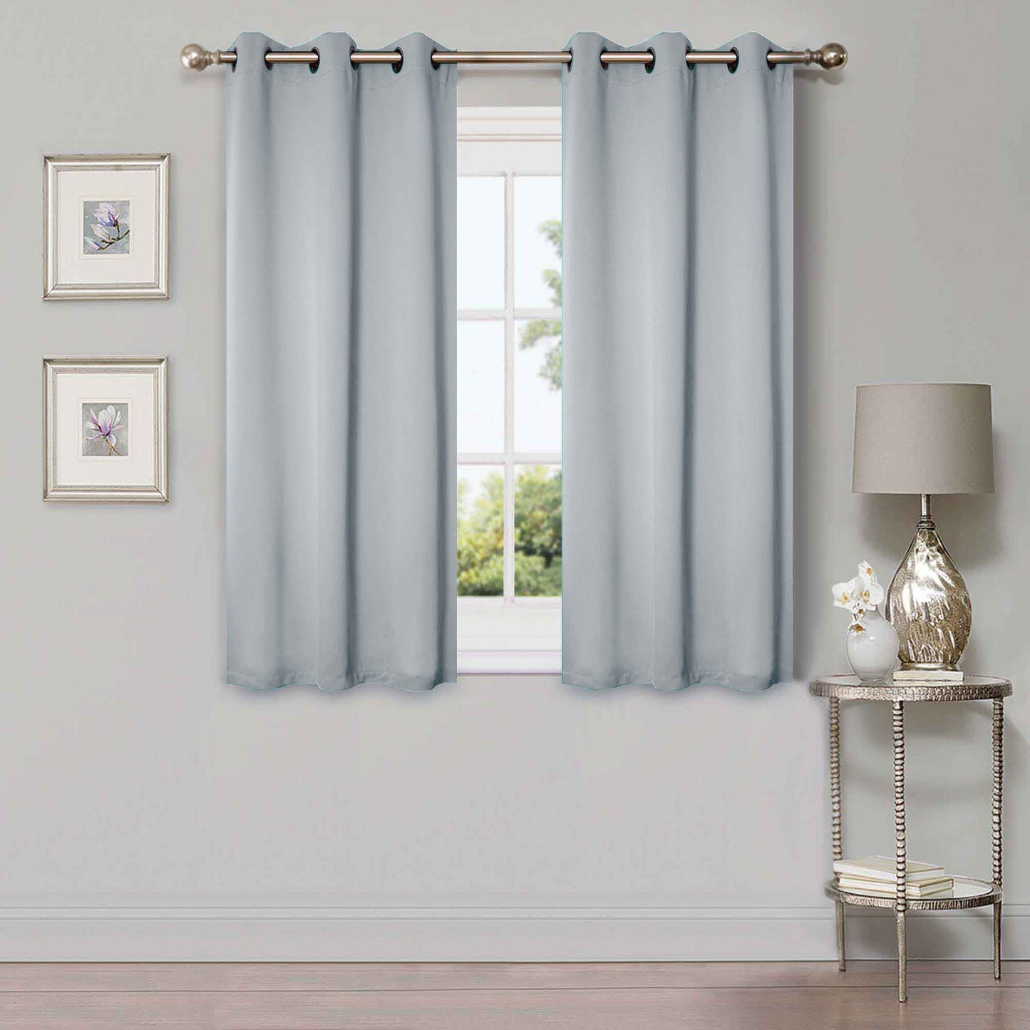 Classic Modern Solid Room Darkening Blackout Curtain Panels. Set of 2