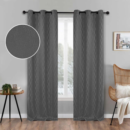 Zuri Textured Waves Room Darkening Blackout Curtains. Set of 2