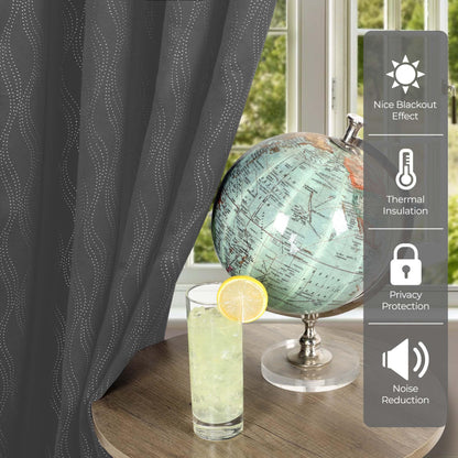 Zuri Textured Waves Room Darkening Blackout Curtains. Set of 2