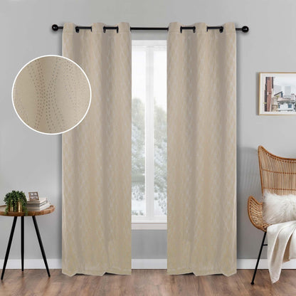 Zuri Textured Waves Room Darkening Blackout Curtains. Set of 2