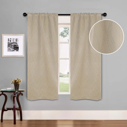 Zuri Textured Waves Room Darkening Blackout Curtains. Set of 2