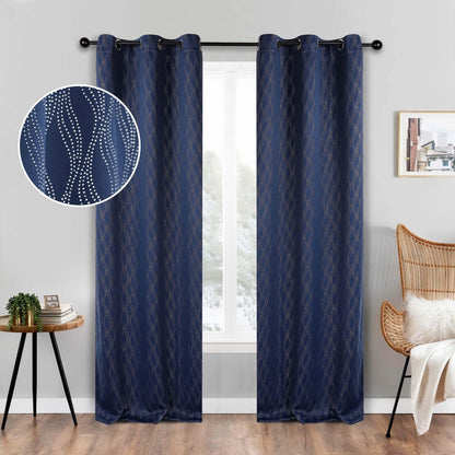 Zuri Textured Waves Room Darkening Blackout Curtains. Set of 2