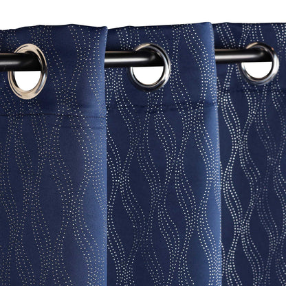 Zuri Textured Waves Room Darkening Blackout Curtains. Set of 2