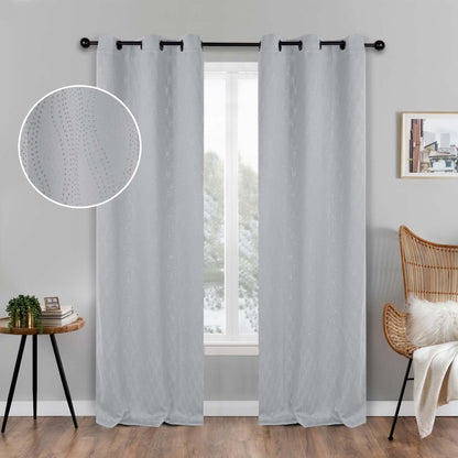 Zuri Textured Waves Room Darkening Blackout Curtains. Set of 2