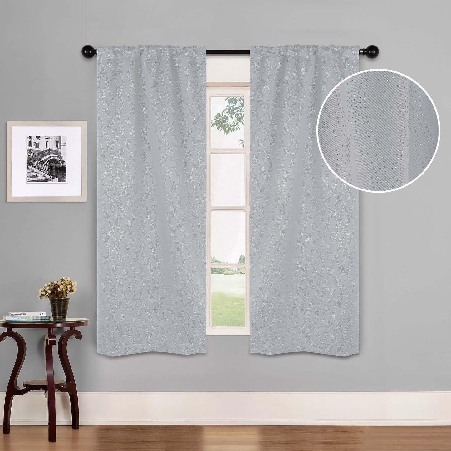 Zuri Textured Waves Room Darkening Blackout Curtains. Set of 2