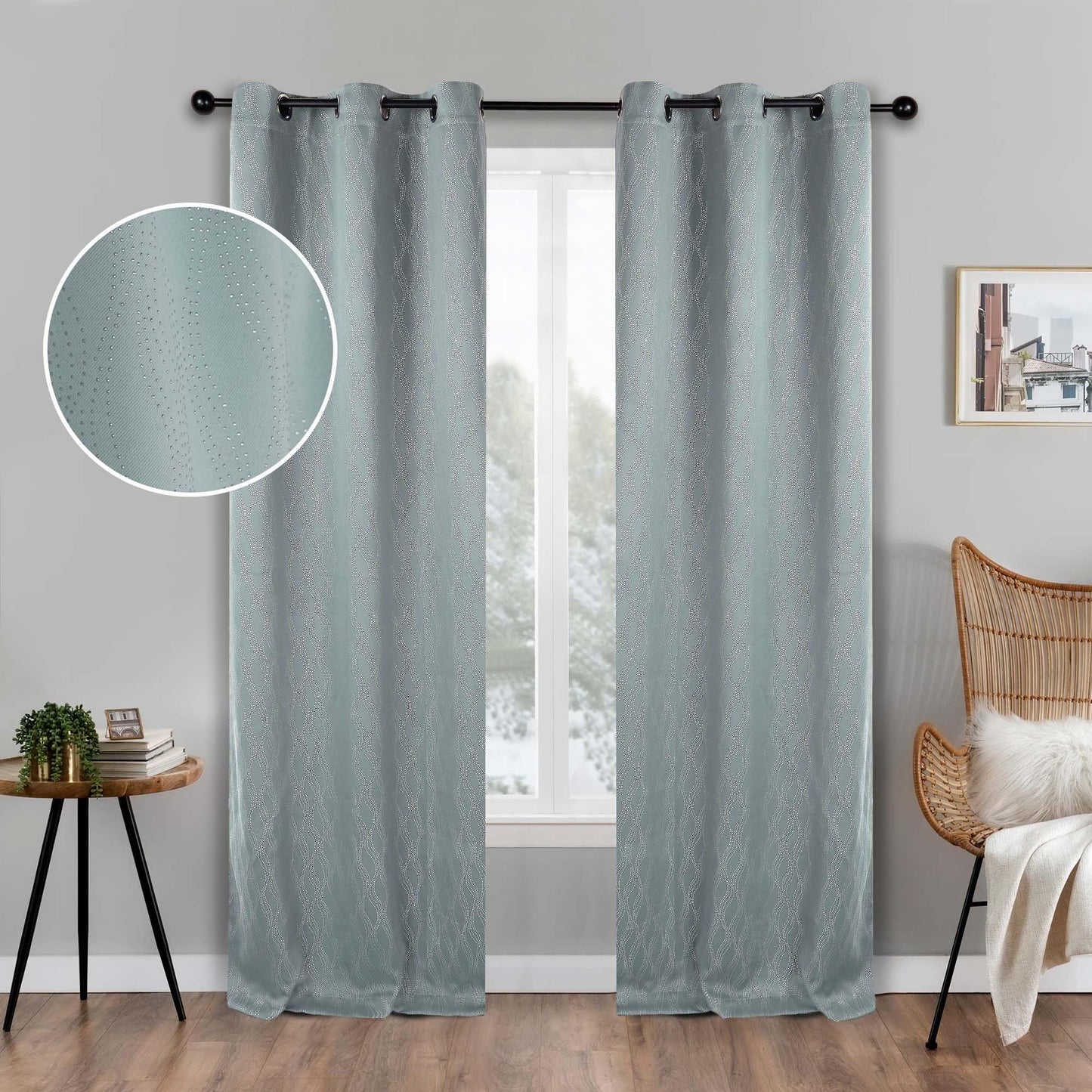Zuri Textured Waves Room Darkening Blackout Curtains. Set of 2