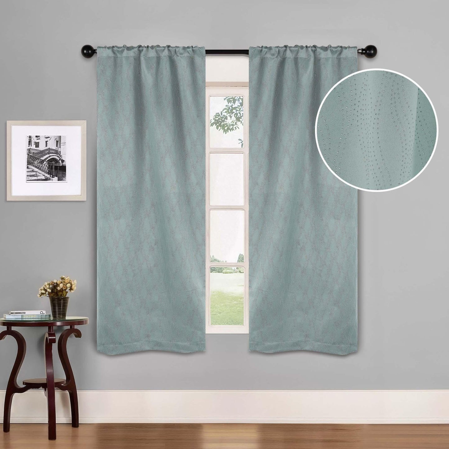Zuri Textured Waves Room Darkening Blackout Curtains. Set of 2