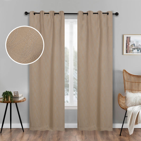 Zuri Textured Waves Room Darkening Blackout Curtains. Set of 2