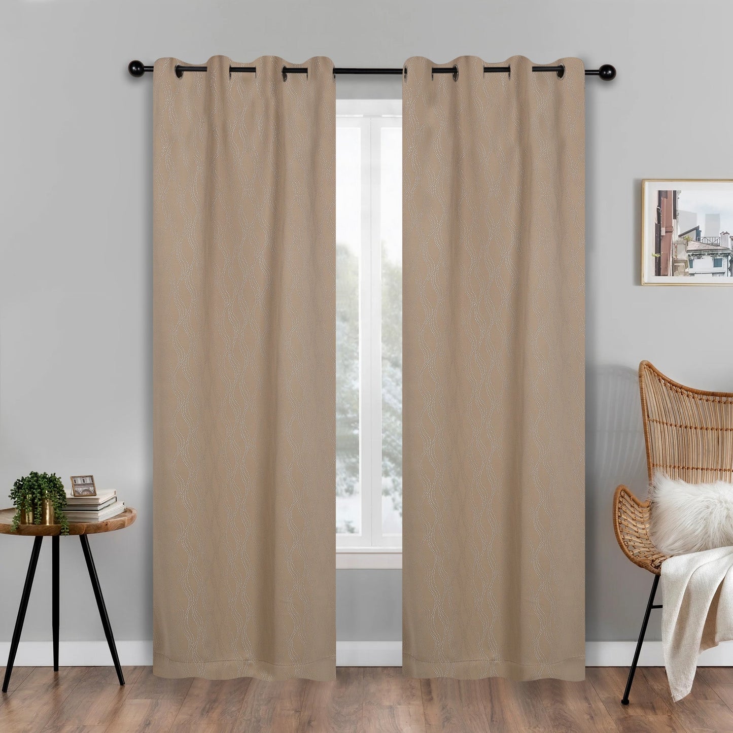 Zuri Textured Waves Room Darkening Blackout Curtains. Set of 2