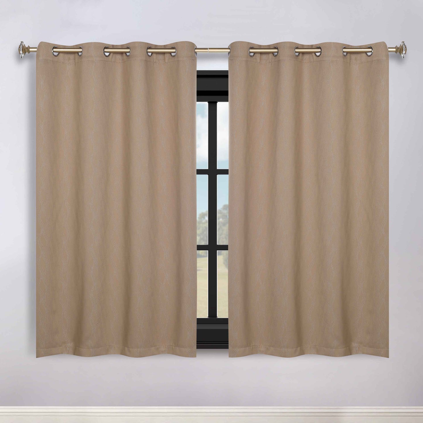 Zuri Textured Waves Room Darkening Blackout Curtains. Set of 2