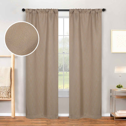 Zuri Textured Waves Room Darkening Blackout Curtains. Set of 2