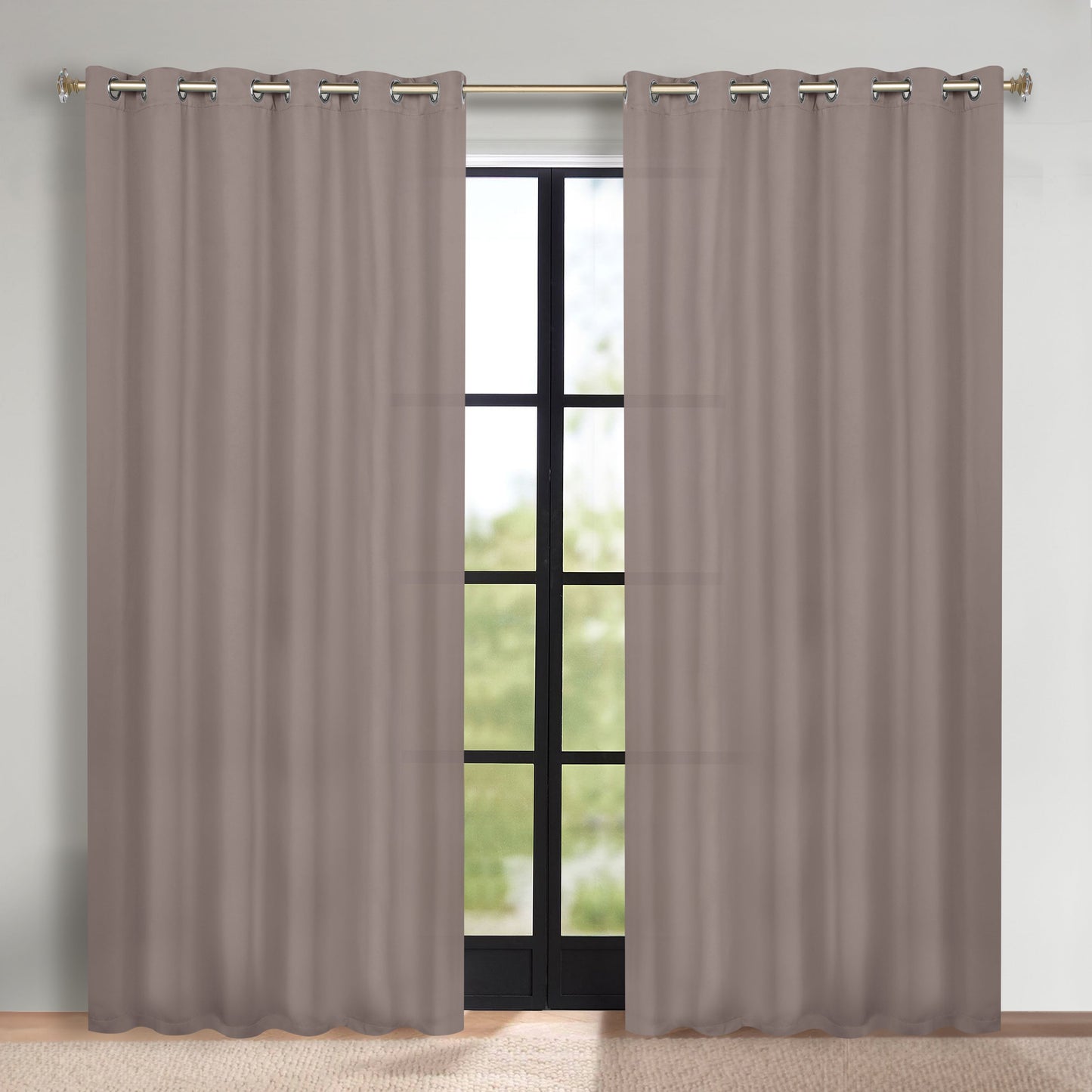 Classic Modern Solid Room Darkening Blackout Curtain Panels. Set of 2