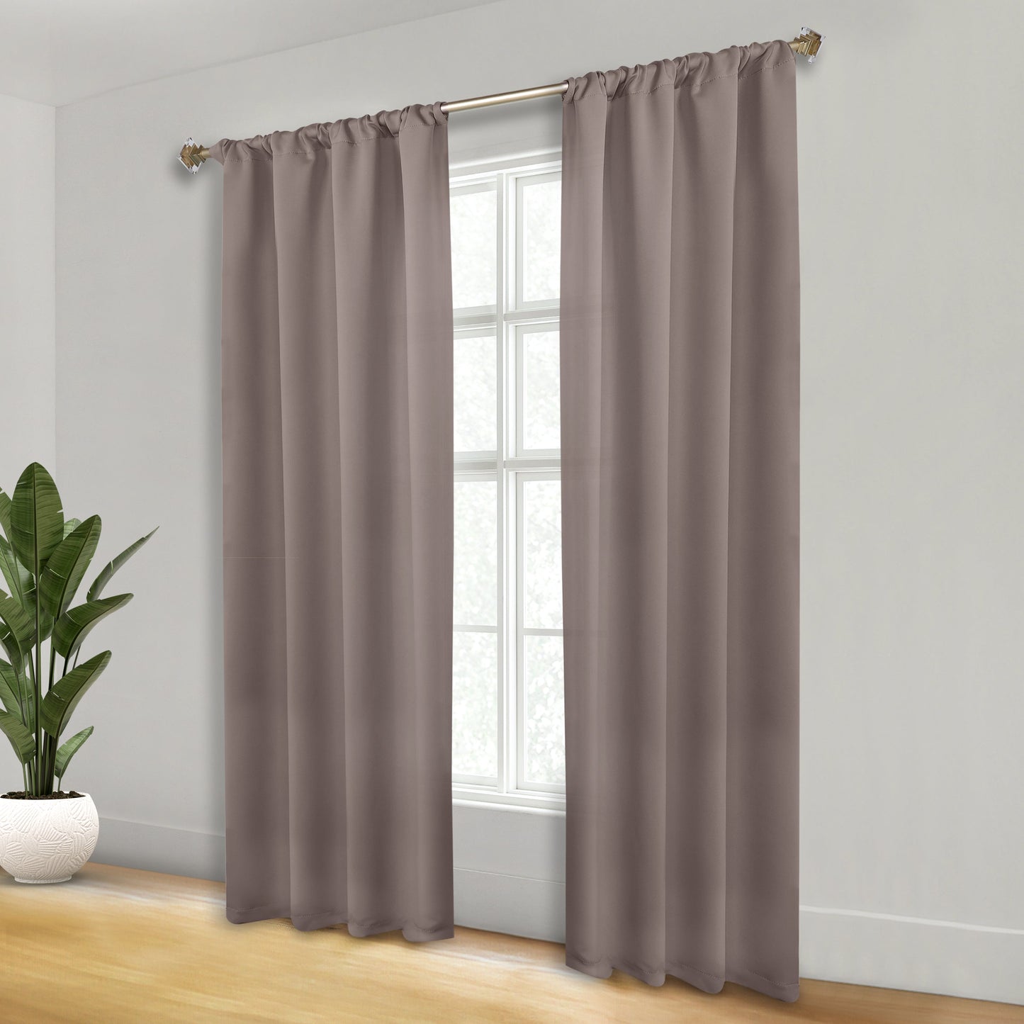 Solid Room Darkening Rod Pocket Blackout Curtain Panels. Set of 2