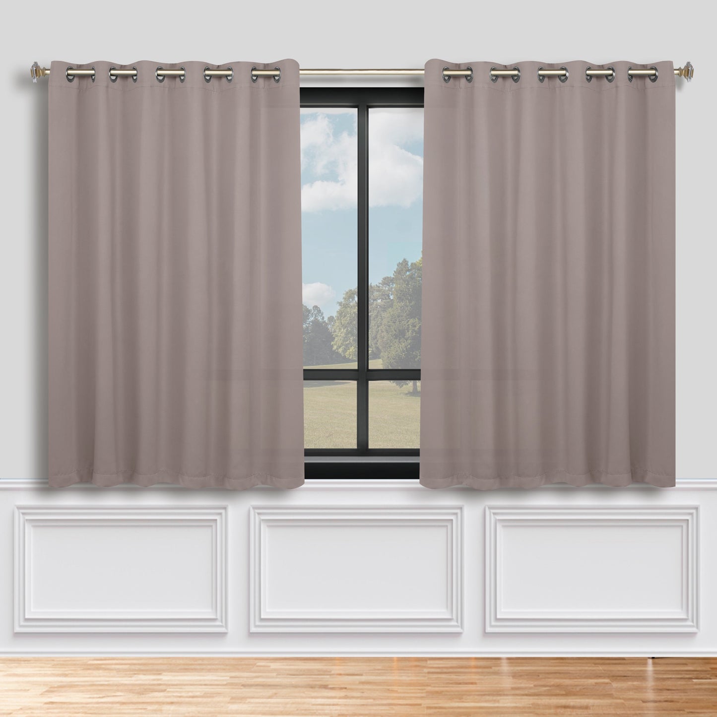Classic Modern Solid Room Darkening Blackout Curtain Panels. Set of 2