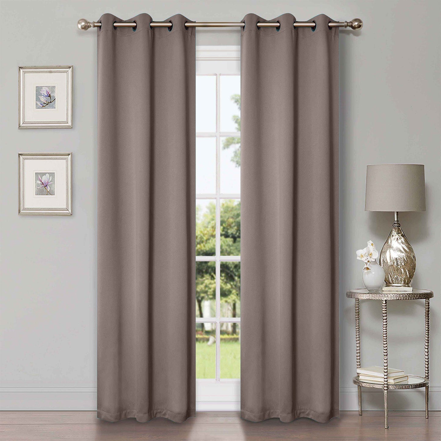 Classic Modern Solid Room Darkening Blackout Curtain Panels. Set of 2