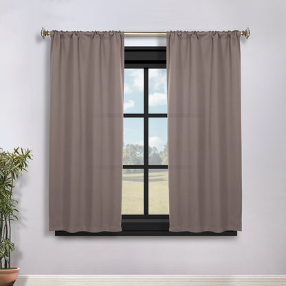 Solid Room Darkening Rod Pocket Blackout Curtain Panels. Set of 2