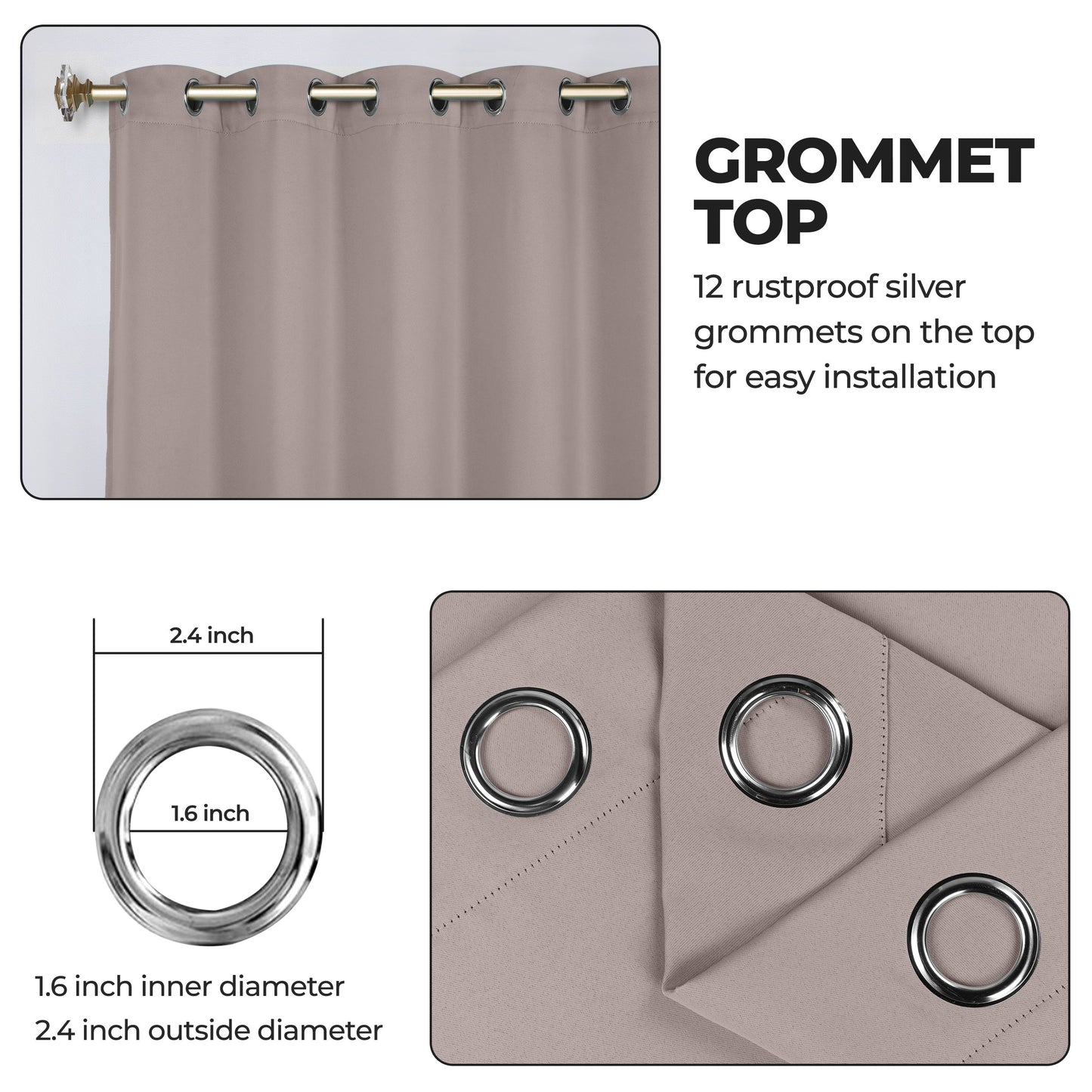Classic Modern Solid Room Darkening Blackout Curtain Panels. Set of 2