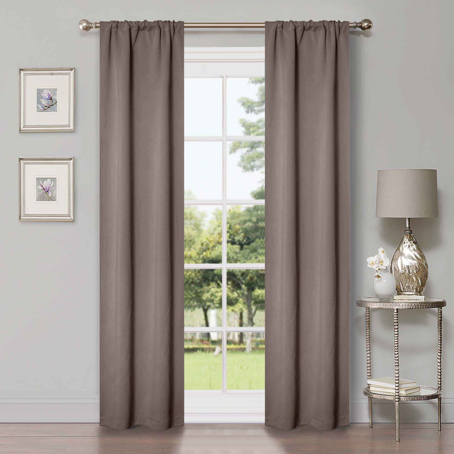 Solid Room Darkening Rod Pocket Blackout Curtain Panels. Set of 2