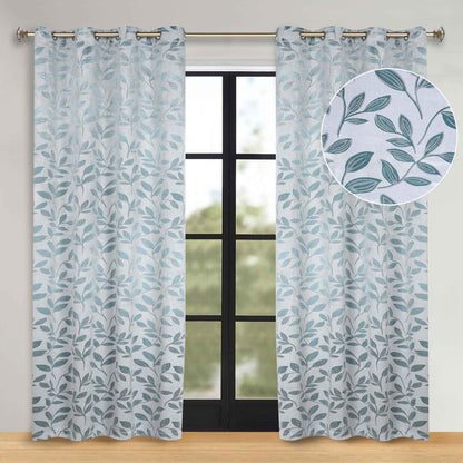 Leaves Room Darkening Washable Blackout Curtain Panels. Set of 2