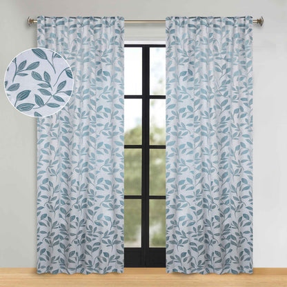 Leaves Room Darkening Back Tabs Blackout Curtain Panels. Set of 2
