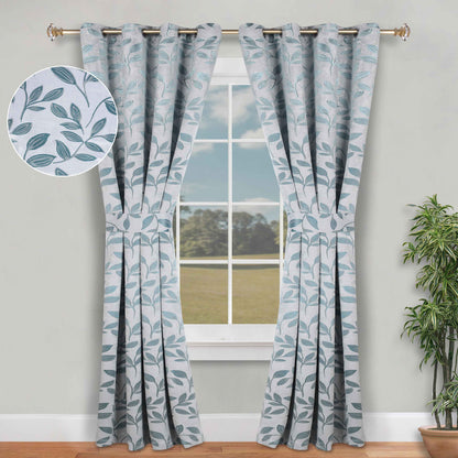 Leaves Room Darkening Washable Blackout Curtain Panels. Set of 2