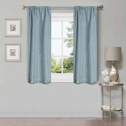 Linen Pattern Washable Room Darkening Blackout Curtains. Set of 2