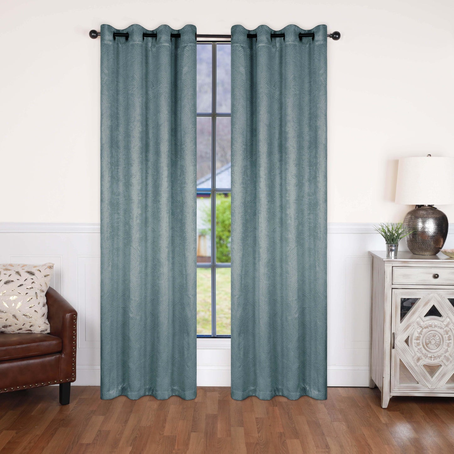 Waverly Geometric Washable Room Darkening Blackout Curtains. Set of 2