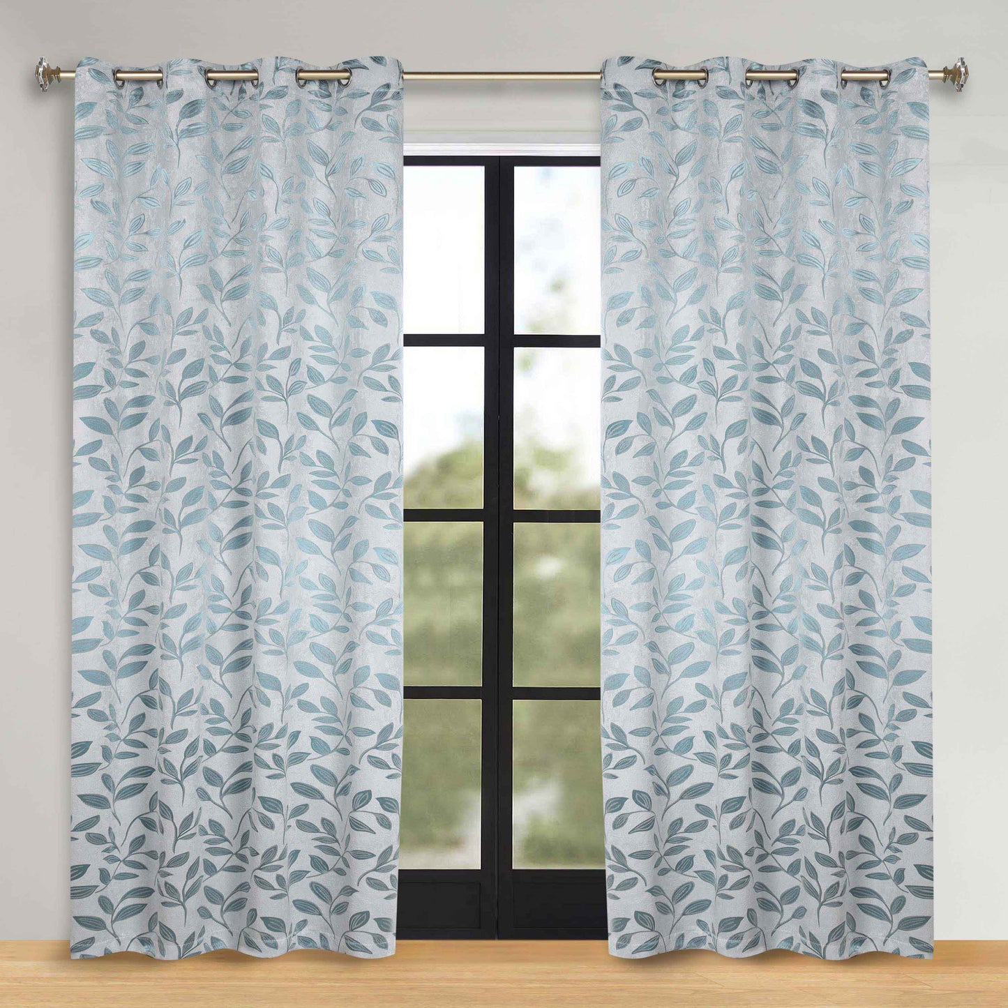 Leaves Room Darkening Washable Blackout Curtain Panels. Set of 2