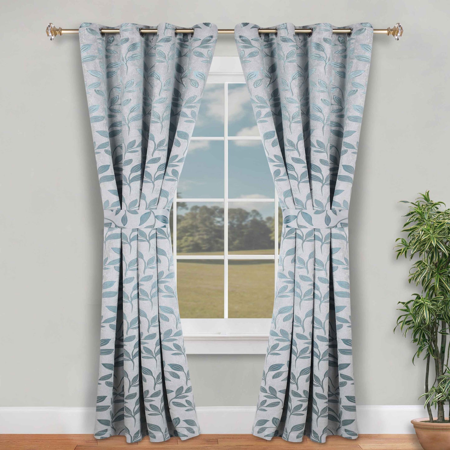 Leaves Room Darkening Washable Blackout Curtain Panels. Set of 2