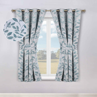 Leaves Room Darkening Washable Blackout Curtain Panels. Set of 2