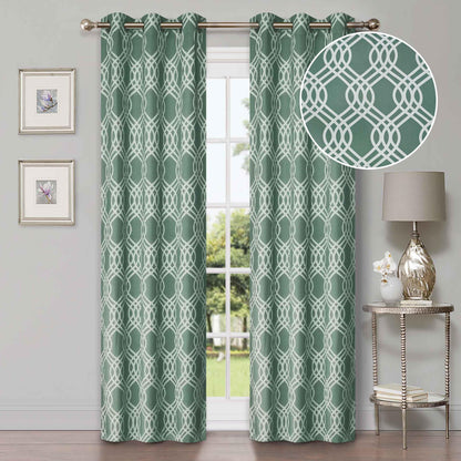 Ribbon Trellis Washable Room Darkening Blackout Curtains. Set of 2