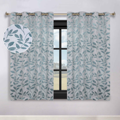 Leaves Room Darkening Washable Blackout Curtain Panels. Set of 2