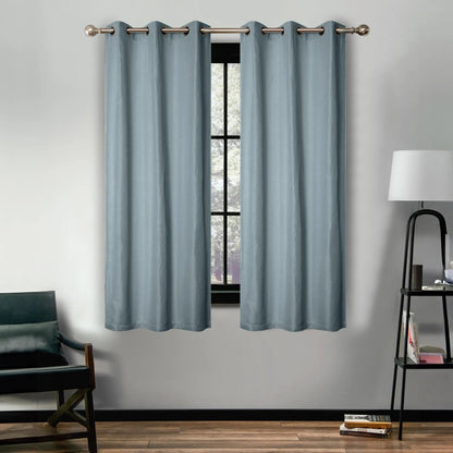 Linen Pattern Washable Room Darkening Blackout Curtains. Set of 2