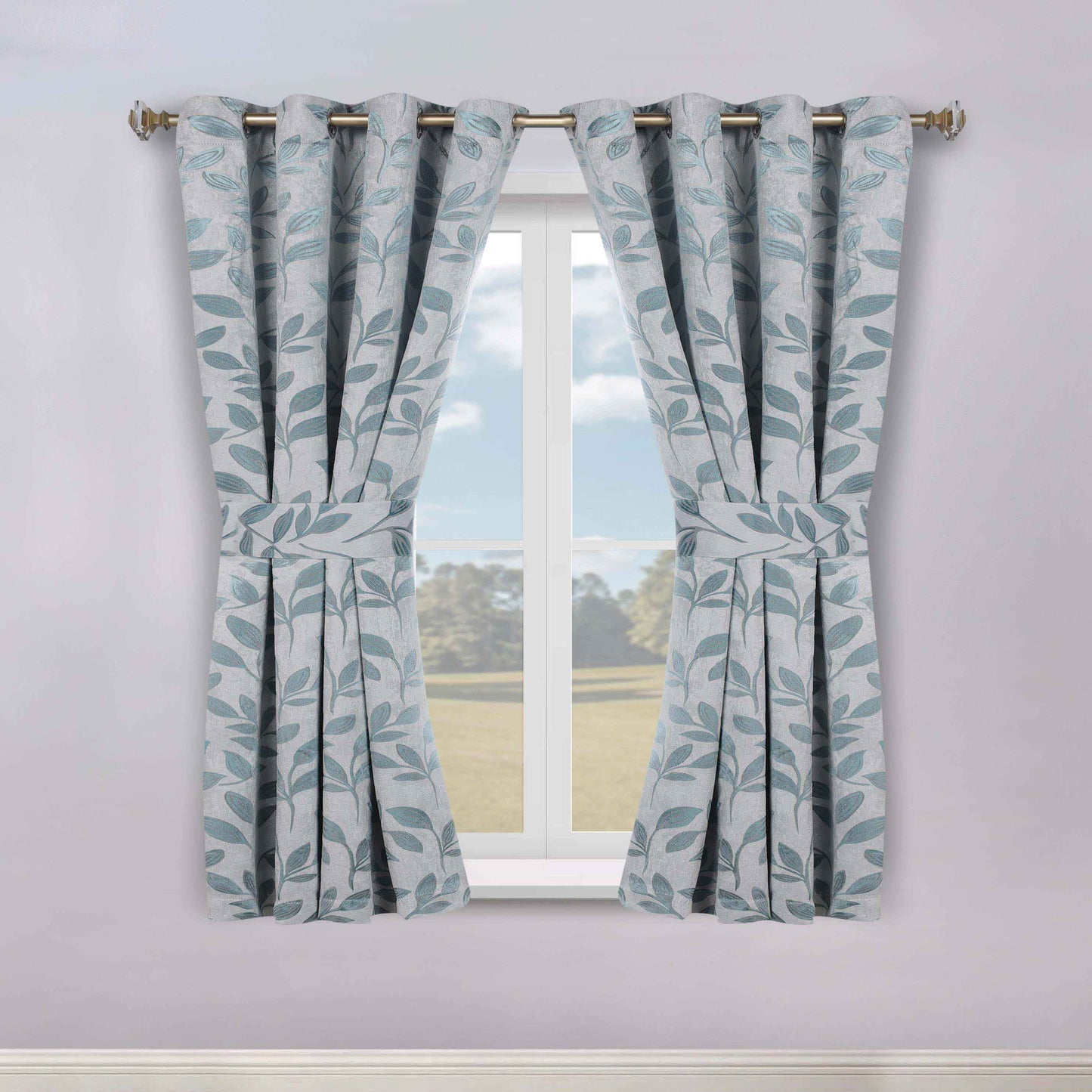 Leaves Room Darkening Washable Blackout Curtain Panels. Set of 2