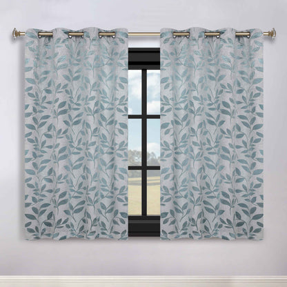 Leaves Room Darkening Washable Blackout Curtain Panels. Set of 2