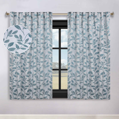 Leaves Room Darkening Back Tabs Blackout Curtain Panels. Set of 2