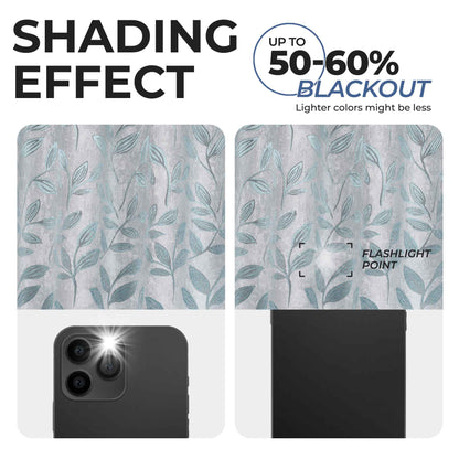 Leaves Room Darkening Washable Blackout Curtain Panels. Set of 2