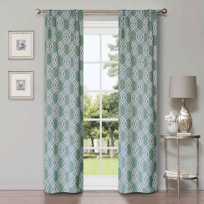 Ribbon Trellis Washable Room Darkening Blackout Curtains. Set of 2