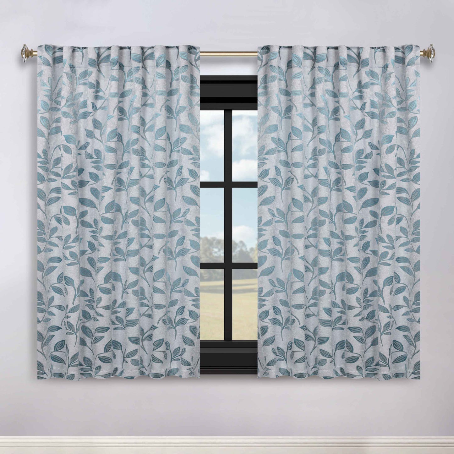 Leaves Room Darkening Back Tabs Blackout Curtain Panels. Set of 2