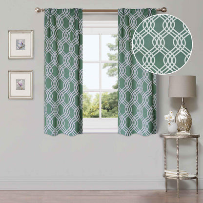 Ribbon Trellis Washable Room Darkening Blackout Curtains. Set of 2
