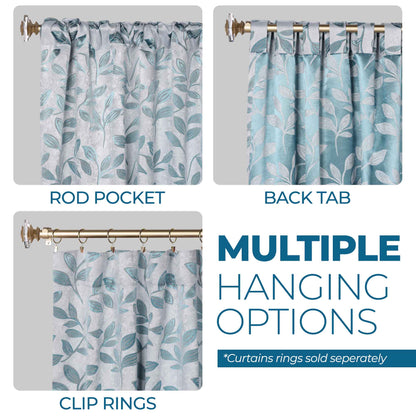 Leaves Room Darkening Back Tabs Blackout Curtain Panels. Set of 2