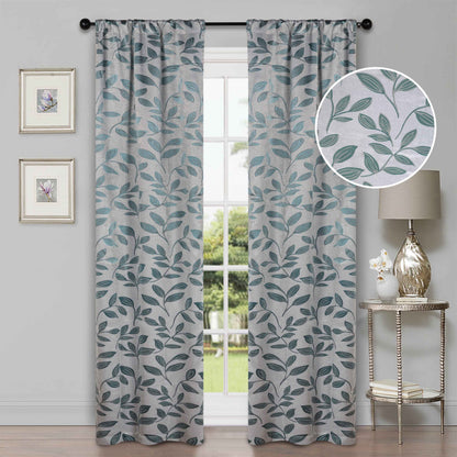 Leaves Room Darkening Washable Blackout Curtain Panels. Set of 2