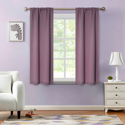 Solid Machine Washable Room Darkening Blackout Curtains. Set of 2