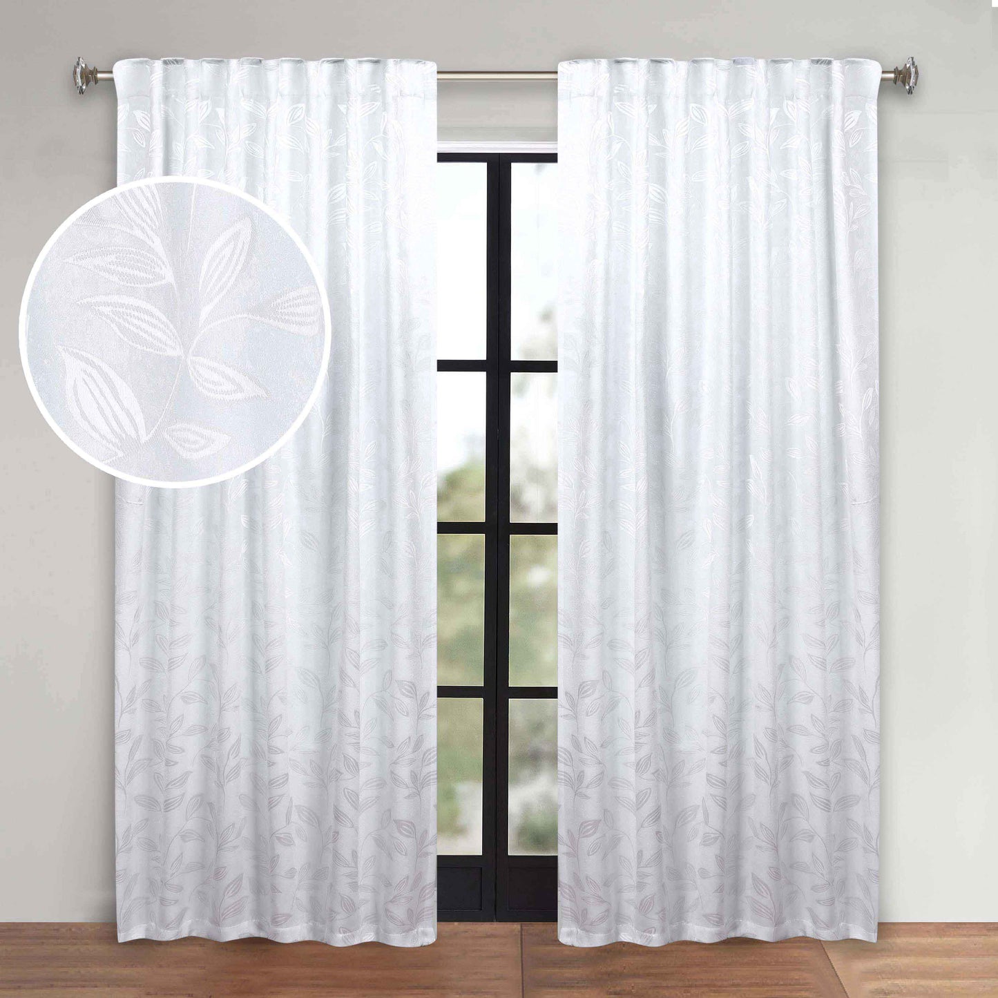 Leaves Room Darkening Back Tabs Blackout Curtain Panels. Set of 2