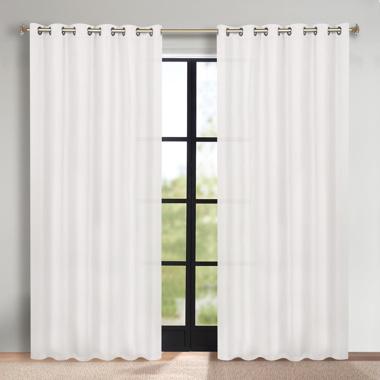 Classic Modern Solid Room Darkening Blackout Curtain Panels. Set of 2