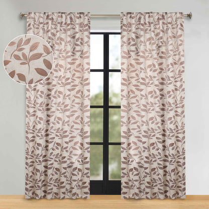 Leaves Room Darkening Back Tabs Blackout Curtain Panels. Set of 2