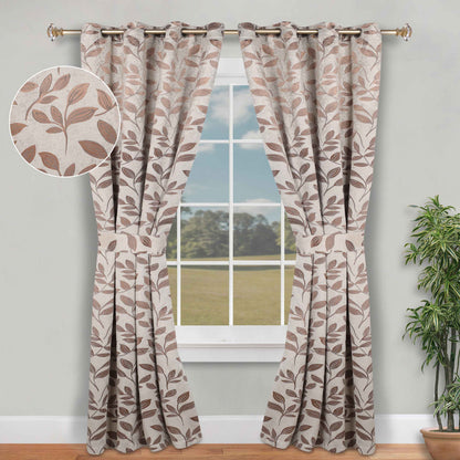 Leaves Room Darkening Washable Blackout Curtain Panels. Set of 2