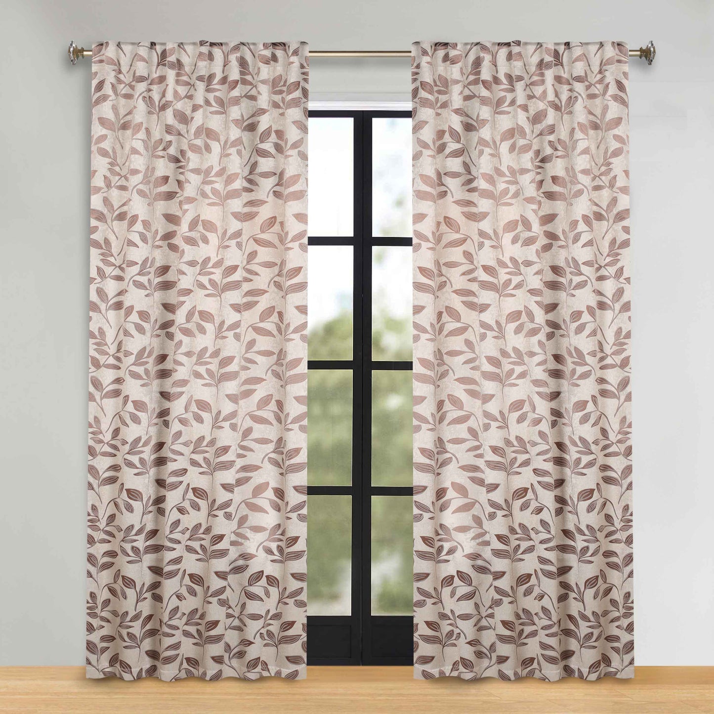 Leaves Room Darkening Back Tabs Blackout Curtain Panels. Set of 2
